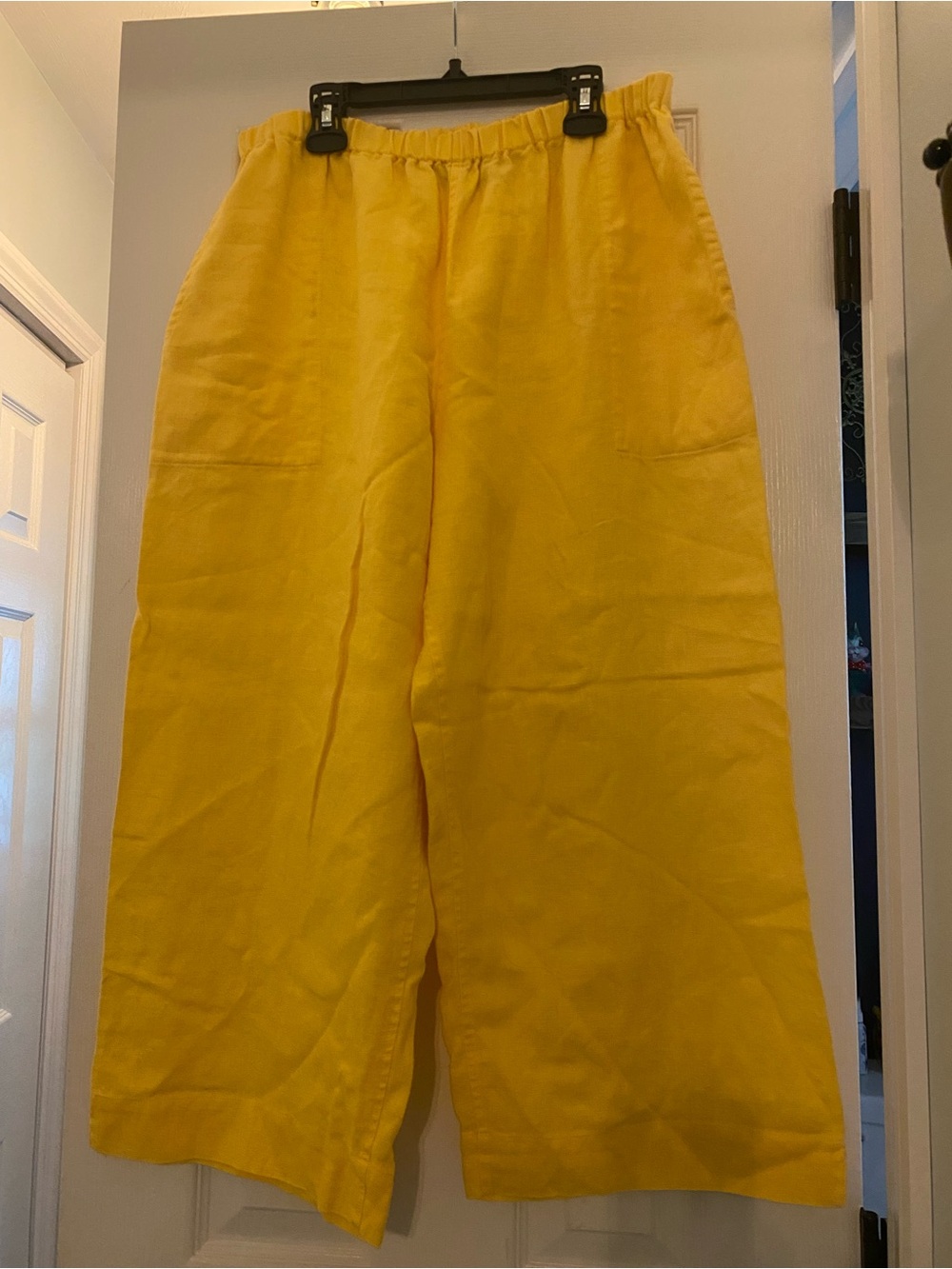 Chico’s Design Vintage Size 2 Linen Relaxed Pull On Pants Vibrant Yellow Resort